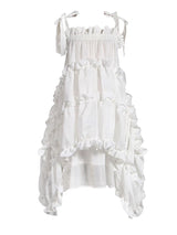 [EAM] Women Irregular Ruffles Spaghetti Strap Dress New Round Neck Long Sleeve Loose Fit Fashion Tide Spring Autumn 2026 1W571