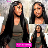 46 Inch 13x6 Lace Front Wigs Natural Human Hair 220 Density Straight HD