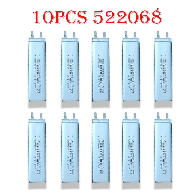 New Original 522068 3.7V 850mAh Rechargeable Polymer Lithium Battery Electronic Products Small Fan Digital LED Light MP3 MP4