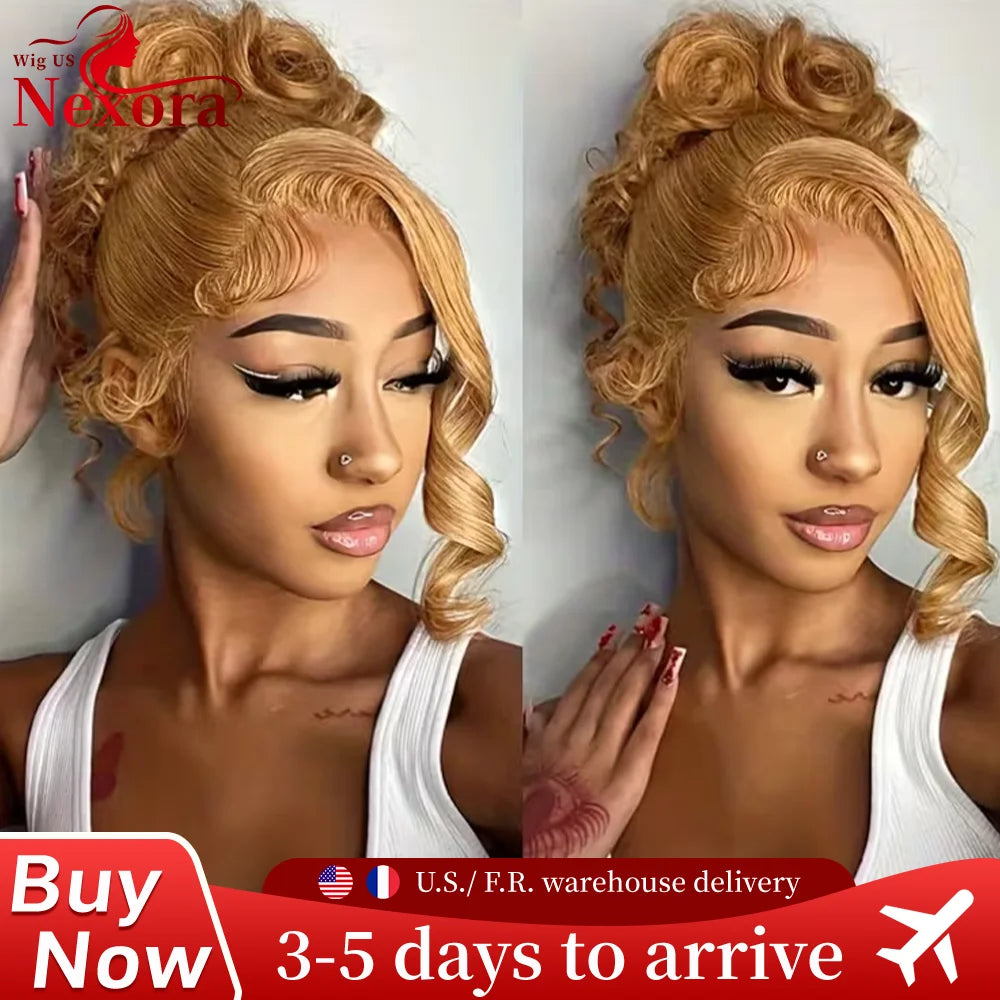 Body Wave 27 Honey Blonde Human Hair Wig 13x6 13x4 Transparent Lace Frontal Wig 220 Density Brazilian Loose Body Wave PrePlucked