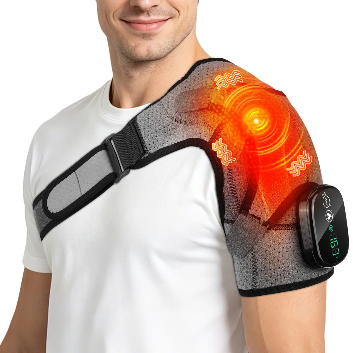 Adjustable Electric Heating Shoulder Massage Belt with LED Hot Compress Back Support Shawl for Relaxation