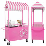 Mobile Food Display Stand with Lockable Wheels Vending Stand Kiosk Display Trolley with Canopy for Shopping Malls Events Streets