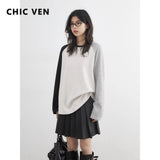 CHIC VEN New Fashion Women T-Shirts Loose Casual Long Sleeved O Neck Tees Bottom Female Top Pullover Coat Autumn Winter 2025