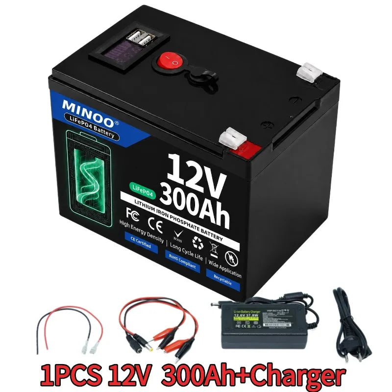LIFEPO4 12V 21700 300AH Battery Is Integrated with BMS 200A for RV Solar External Rechargeable Network Lithium Iron Phosphate
