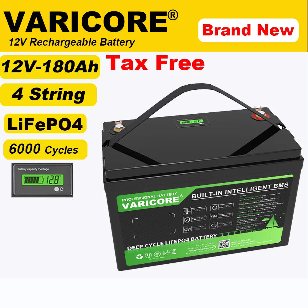 VariCore 12V/12.8v 340Ah 360Ah 180Ah 120Ah 100Ah 4s LiFePO4 Battery Lithium Iron Phosphate Batteries for RV Golf Cart Tax Free