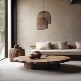round coffee table medieval retro style old wood short coffee table simple modern coffee table atmosphere Japanes