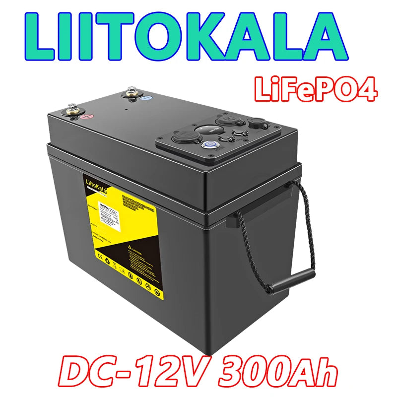 LiitoKala 12V 300Ah 200Ah LiFePO4 Battery 100Ah 120Ah 150Ah Campers Waterproof Golf Cart Battery Off-Road Off-grid Solar Energy