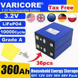 Grade A 3.2V 360AH 340Ah Battery LiFePO4 Lithium Iron Phospha for 12V 24V 4S E-scooter RV Solar Energy Storage System Duty-free