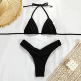 Bandage Bikinis Set Sexy Bikini Sets Solid Swimsuit Women Beachwear 2024 Summer Swimwear High Cut Bathing Suit Beach Biquinis
