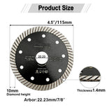 SHDIATOOL 10pcs Super-Thin Diamond Turbo Blades Cutting Ceramic Tile Granite Disc Saw Blade Cutter Marble Diameter 4" 4.5" 5"