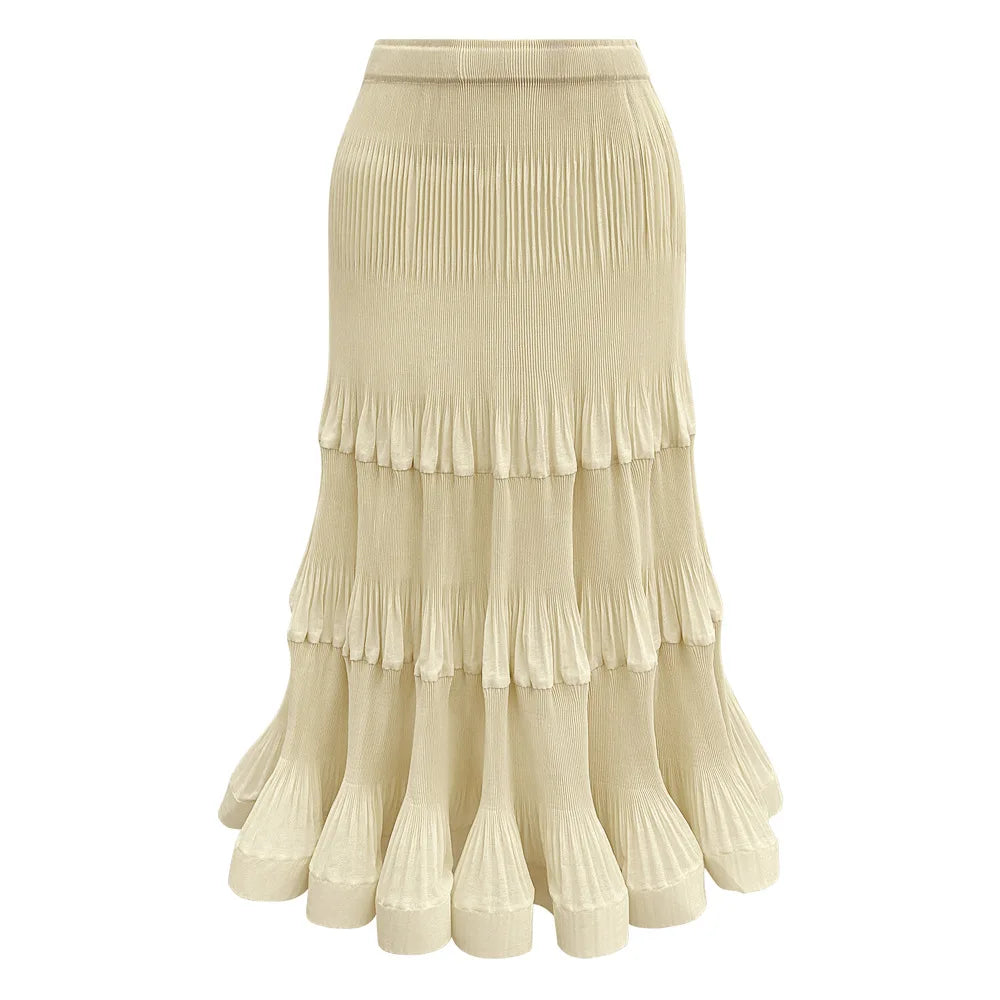 Pleated T-Shirt Top 2026 Summer New Ruffled Sleeveless Vest Simple Elegant Fashion Cake Skirt Elegant Women Travel Outfit
