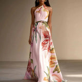Vestido Sexy Bohemian Beach Holiday Dress Woman Elegant Floral Print High Waist Long Dress Spring Summer One Shoulder Maxi Dress