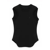 2025 Spring/Summer New Design Solid Color Round-neck Sleeveless T-Shirt Blouse - Slim Fit Women's Style