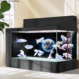 All-in-One AquariumUltra White Glass Side+Top Filtering LED Lights One Click Drainage Touch Screen Display Rectangle Aquarium Bu