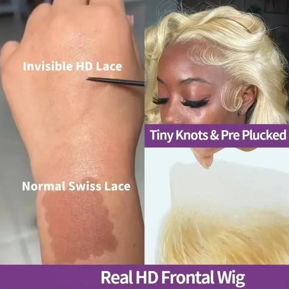 220% Density Human Hair Wigs Blonde 613 Lace Front Wigs 13x4 Body Wave