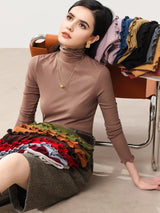 SuyaDream, Women Bottoming T Shirt, Silk Viscose Blend, Long Sleeves, Solid Basic Thermal Shirt, 2024 Autumn Winter Top