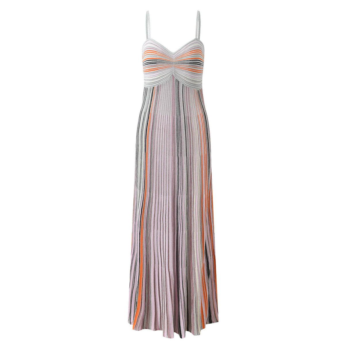 DEAT Fashionable A-Line High-Waist Color Striped Pleated Slimming Camisole Dress 2026 Autumn Women's Party Dresses New