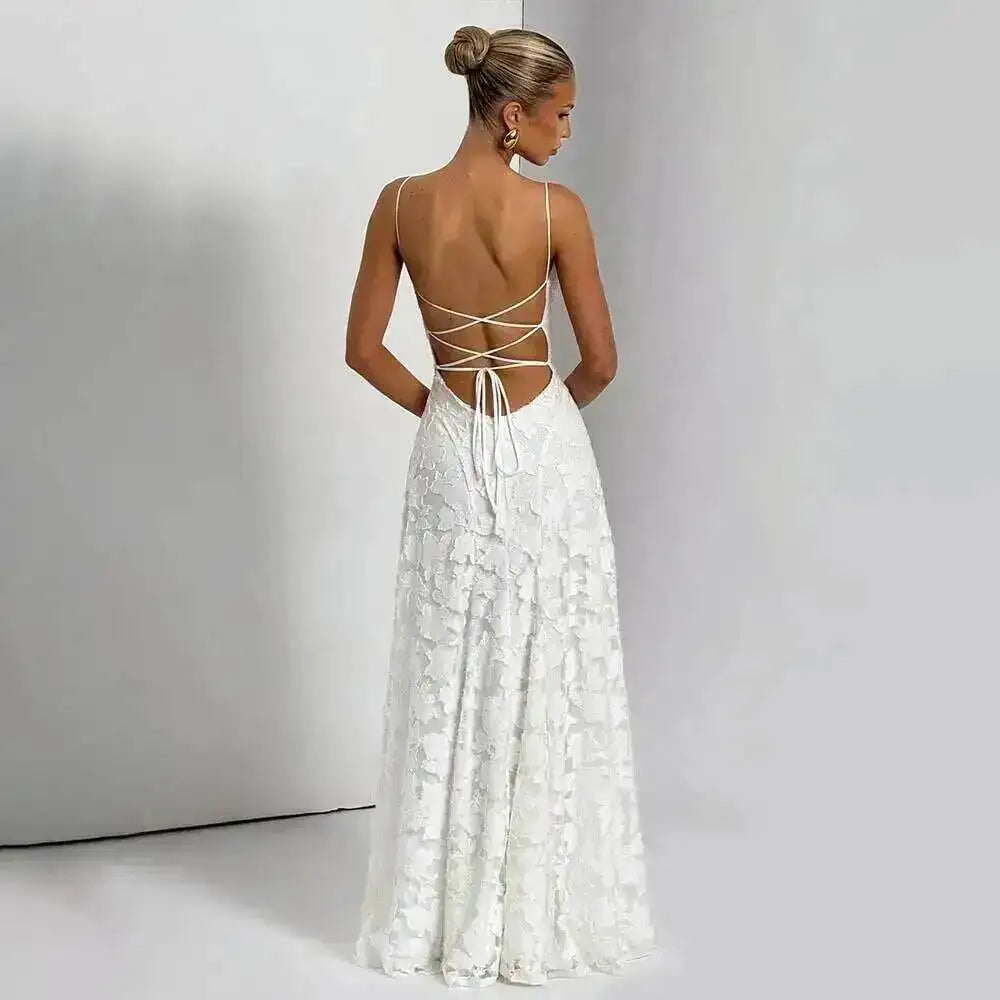Giyu Sexy Evening Party Dresses Women 2026 Summer Beach Backless Bandage Maxi Long Dress Big Swing Jacquard Holiday Wedding Robe