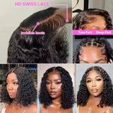 Curly Bob Wig Human Hair 100% Human Hair 5x5 Ready to Go HD Lace Glueless Wigs 13x4 Lace Front Wigs 250 Density 13x6 HD Curly Bob Lace Frontal Wigs Wet and Wavy Brazilian On Sale