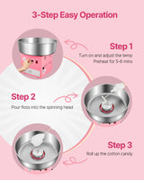 SucceBuy Electric Cotton Candy Machine 1000W Commercial Candy Floss Maker with Stainless Steel Bowl for Birthday Family Party
