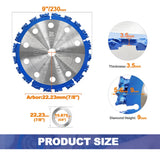BRSCHNITT Diamond Saw Blades 1PC 9 Inch 230mm for Cutting Wood Roots Stumps Plastic Tubing - Separating Disc for Woodworking