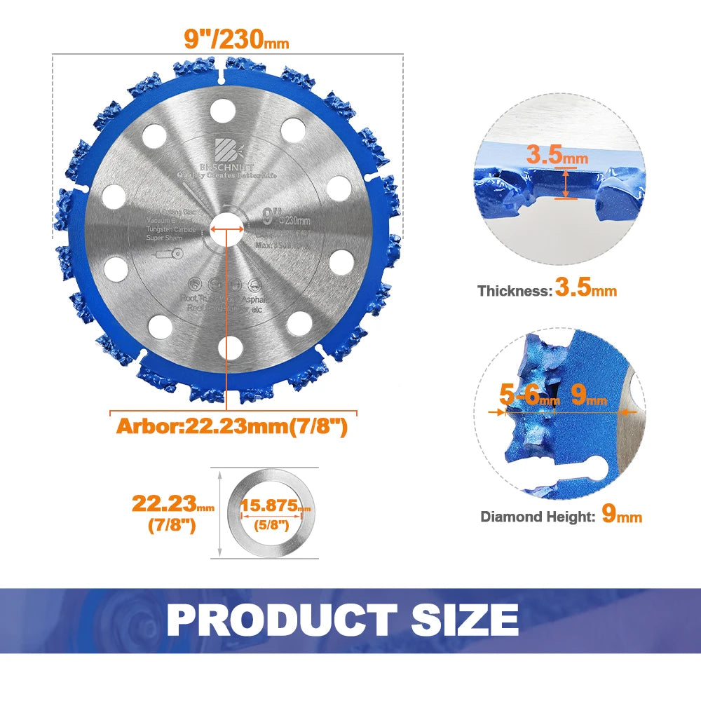 BRSCHNITT Diamond Saw Blades 1PC 9 Inch 230mm for Cutting Wood Roots Stumps Plastic Tubing - Separating Disc for Woodworking