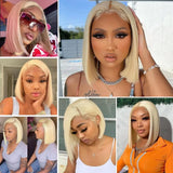 613 Straight 13x4 13x6 Lace Front Human Hair Bob Wig Pre Plucked Baby Hair 613 Blonde Short Bob Wig Remy Human Hair For Women
