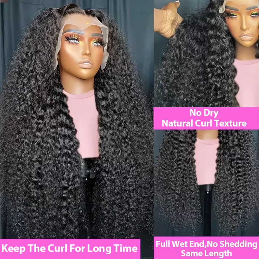250% 13x6 HD Deep Wave Lace Frontal Wigs Brazilian Water Wave 40Inch 13x4 Curly Lace Front Pre Plucked Human Hair Wigs Baby Hair 5x5 Ready to Go HD Lace Glueless For Black Women
