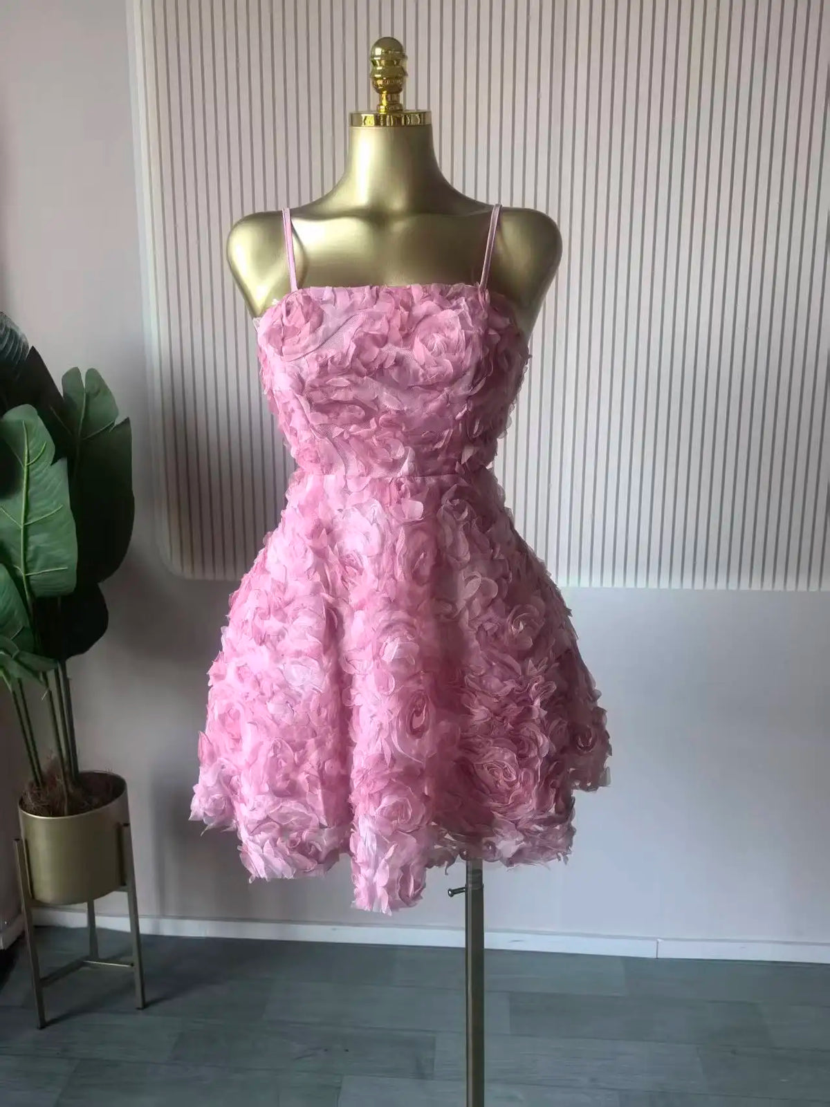 CM.YAYA Women Rose Floral Spaghetti Strap Lace Up Back Midi Mini A-line Dress 2026 Street Birthday Party Dresses Trendy Vestidos