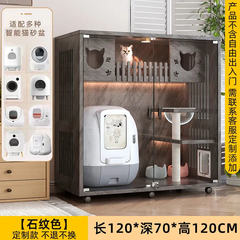 cat cage home indoor cattery cat cabinet discharge automatic litter box custom villa