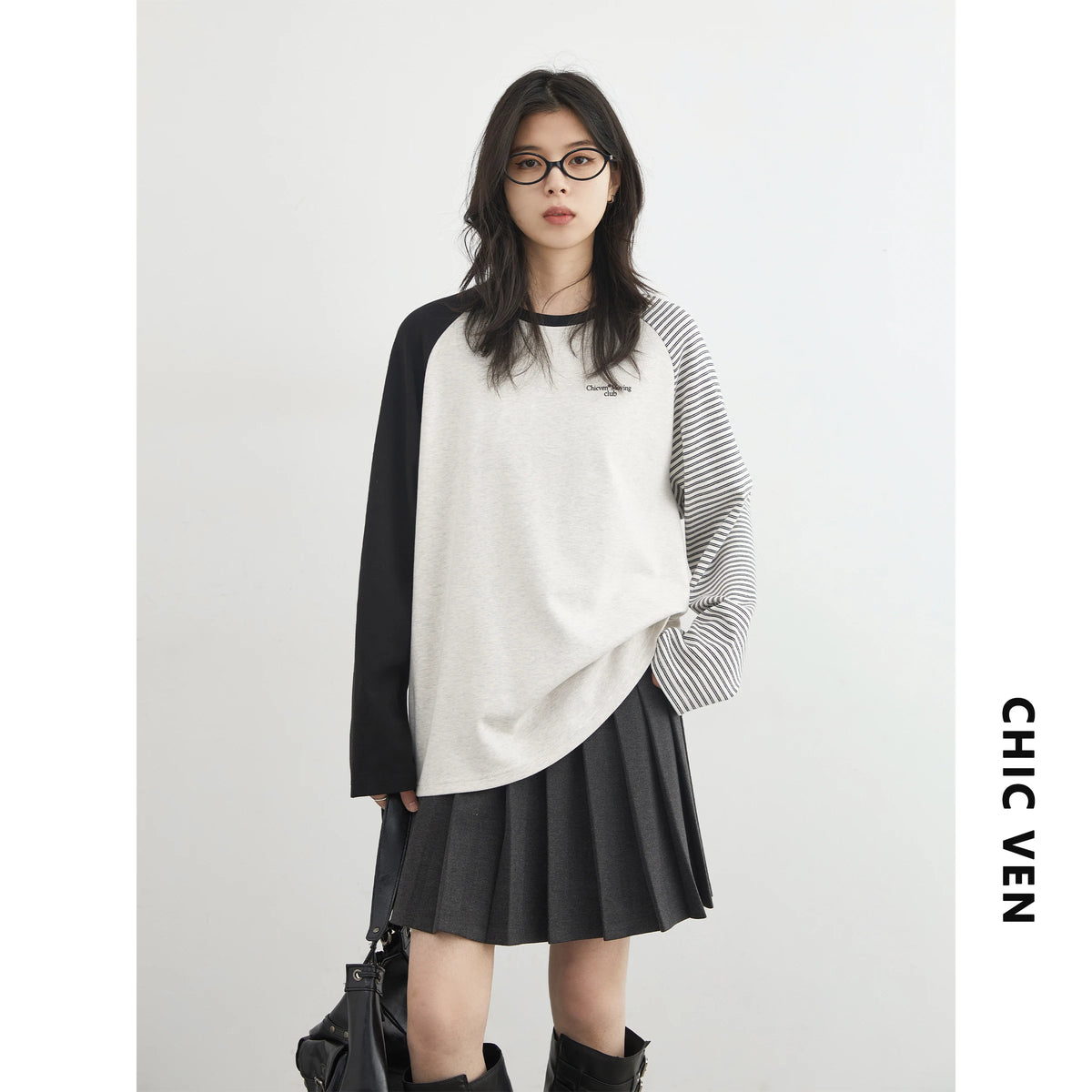 CHIC VEN New Fashion Women T-Shirts Loose Casual Long Sleeved O Neck Tees Bottom Female Top Pullover Coat Autumn Winter 2025