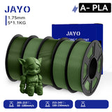 JAYO 3D PETG/PLA/PLA PLUS Filament 1.75mm PLA Filament 5 Rolls For Bambu FDM 3D Printer Neatly Wound 3D Printing Material for 3d