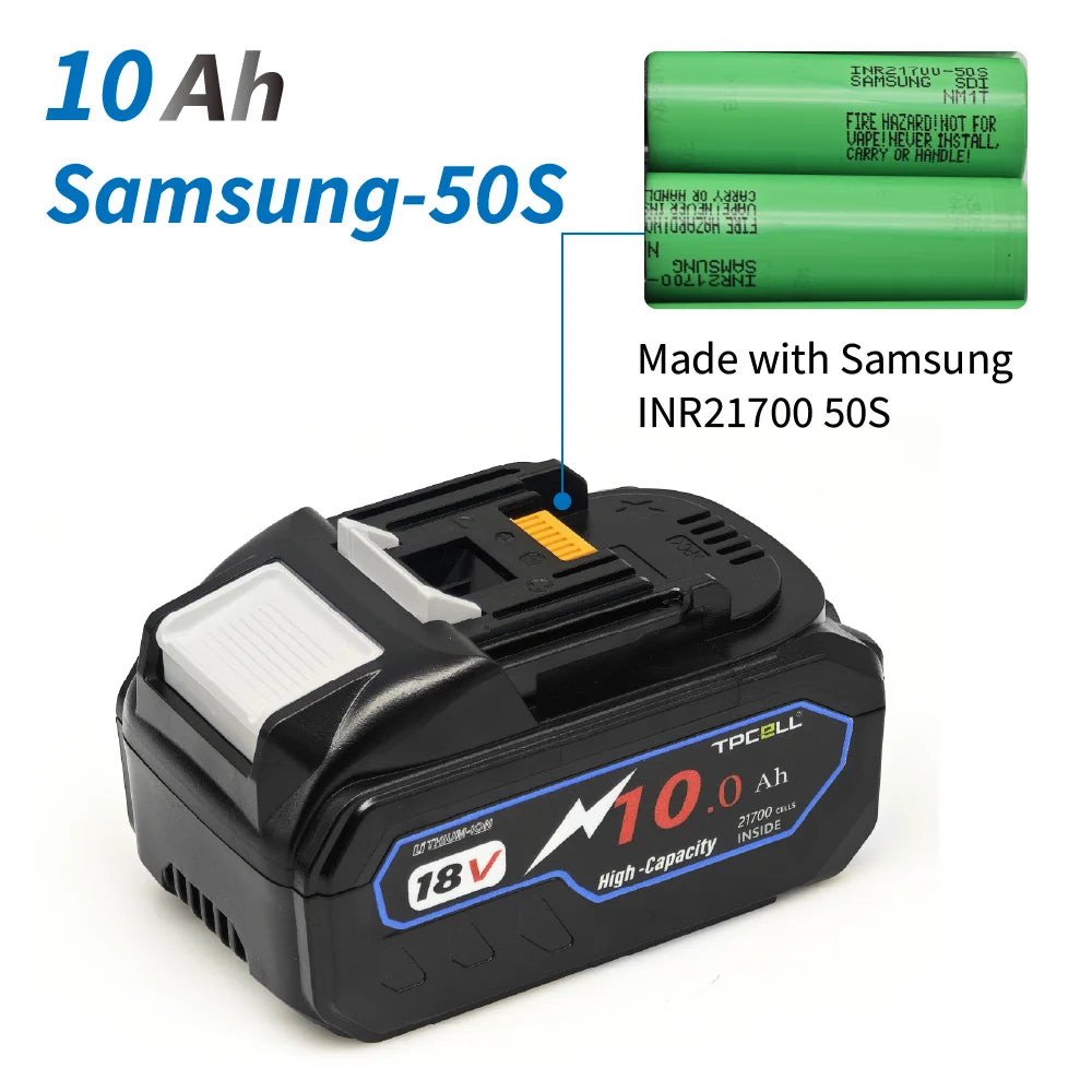 TPCELL New 8Ah/10Ah For MKT 18V 21700 Tabless cells Replacement Battery Power Tools Li-ion