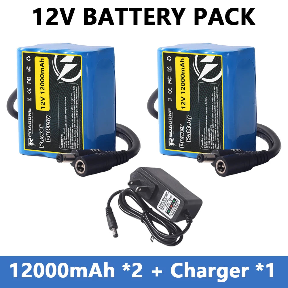 12V 12000mAh Rechargeable Lithium Ion Battery Pack 3S2P with BMS Protection for LED Strip Light Toy Car Security System