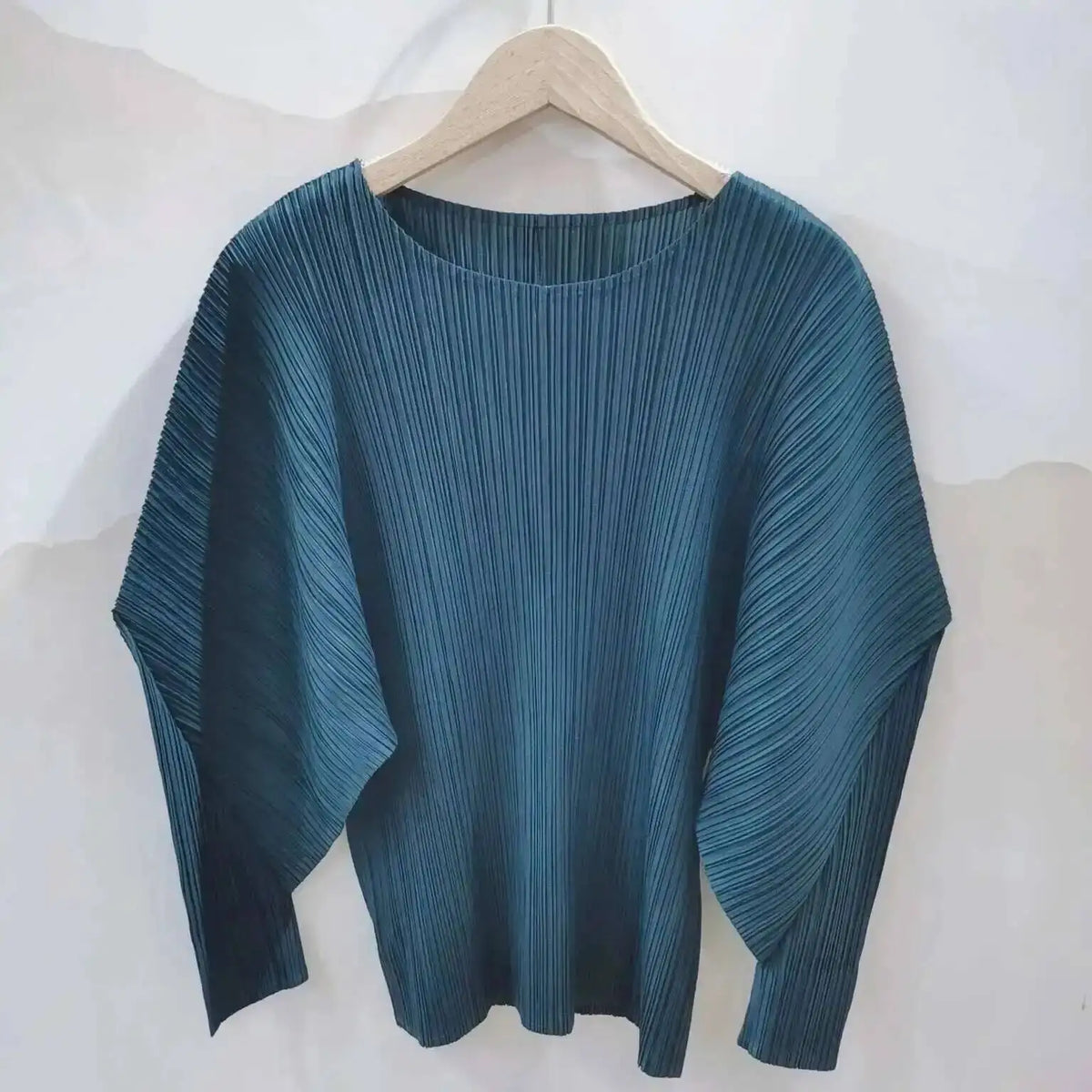 GVUW Pleated Round Collar T Shirt Women Full Sleeve Solid Color Versatile New 2025 Pullover Temperament Female Tops 17G8531