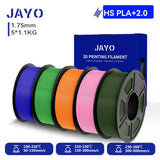JAYO 3D PETG/PLA/PLA PLUS Filament 1.75mm PLA Filament 5 Rolls For Bambu FDM 3D Printer Neatly Wound 3D Printing Material for 3d