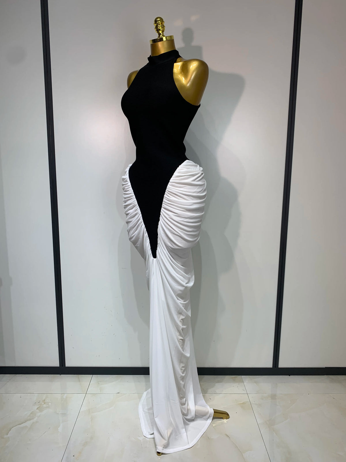 Patchwork Sleeveless Maxi Long Dress Women Fashion Contrast Color Ruched Bodycon Fancy Club Evening Party Birthday Long Dresses