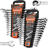 26-Piece Ratcheting Wrench Set with Organizer | Metric & SAE Sizes | 72-Tooth Chrome Vanadium Steel
