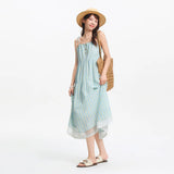 Semir Textured Striped Dress Women Sweet 2025 Summer New Vacation Style Lace Strapless Sundress