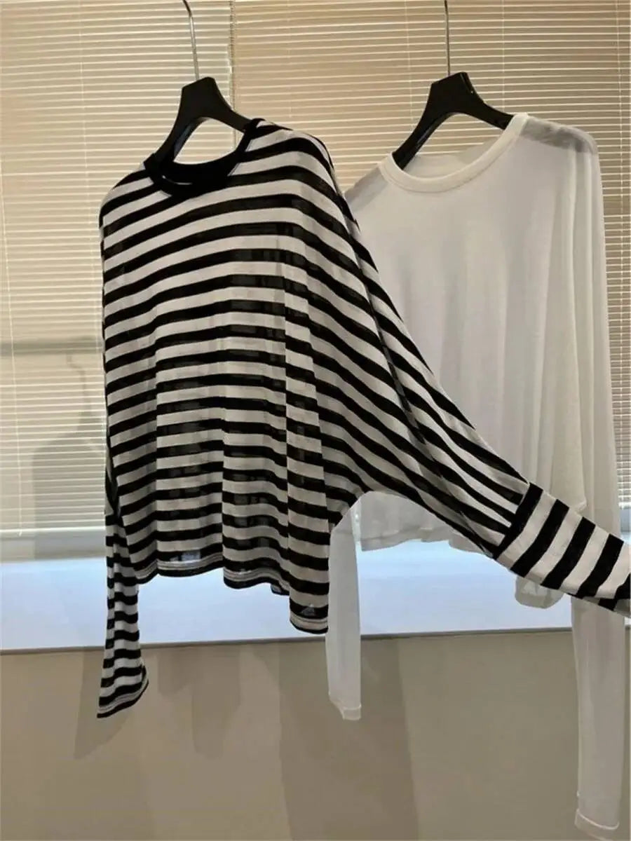 New Modal Long T-shirt Women Summer Korean Style Sun Protection Soft Skin Shirt Loose Outerwear Air Conditioner Clothing