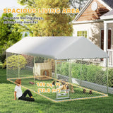 Large Outdoor Dog Kennel 20x7.5x7.5 ft, Heavy Duty, Waterproof, Adjustable Bowl Rack, Secure Lock, Galvanized Steel Enclosure fo