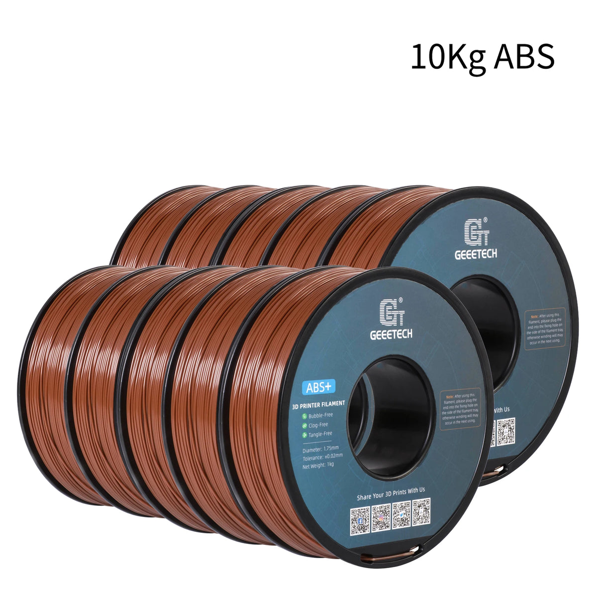 GEEETECH 10Kg 3D ABS+ Filament 1.75mm Spool Wire For 3D Printer Material,Safety, Vacuum packaging