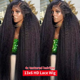 250 Density Kinky Straight 13x6 HD Lace Frontal Wig For Women 6x4 Yaki Straight Glueless Wigs Human Hair No Glue Ready To Wear
