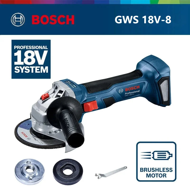 ‌Bosch GWS 18V-8 18V Cordless Li-ion Brushless Angle Grinder Sander Cutter Polisher Power Tool Grinding Cutting Polishing