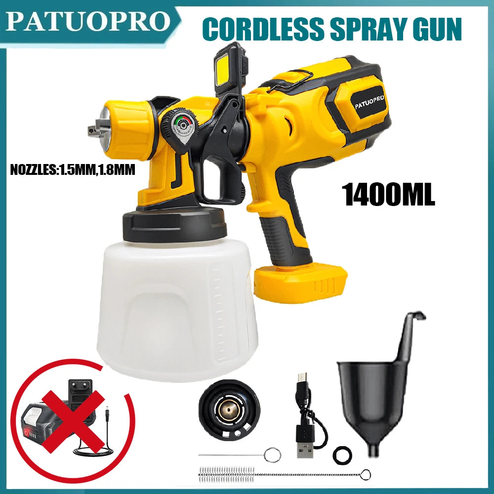 1400ML Cordless Spray Gun Electric Paint Sprayer Portable Auto Furniture Coating Airbrush Power Tool For Makita 18V Battery