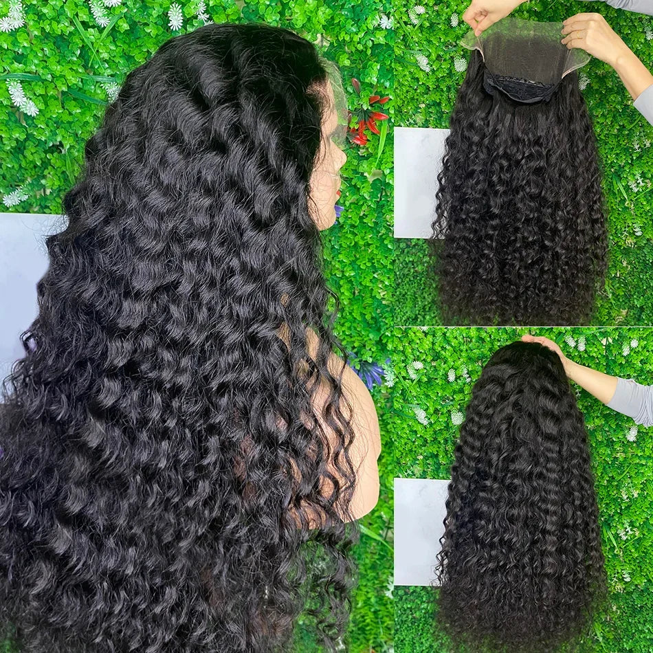250 Density Human Hair 13x6 Deep Wave HD Lace Frontal Wigs 13x4 Water Curly 5x5 Glueless Lace Front Wig 30 40 Inch Closure Black