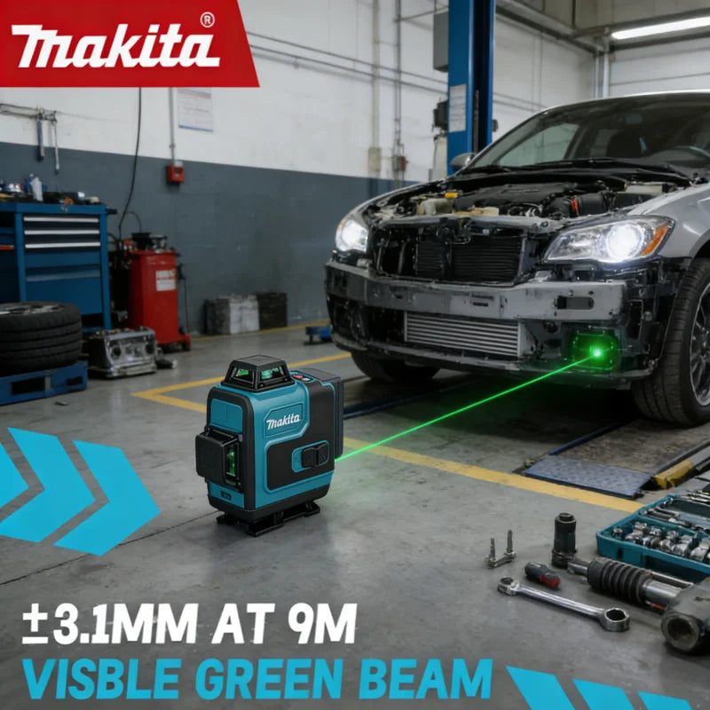Makita Cordless Self-Leveling Laser Tool 360° Horizontal & Vertical Green Beam High-Precision Portable Wall Mounted Cross Level