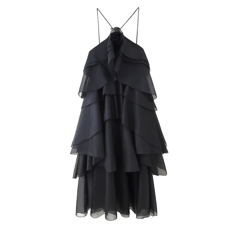 CM.YAYA Women Sleeveless Ruffles Loose Ball Gown Smock Strap Maxi Long Sexy Dress 2025 Birthday Vacation Party Dresses Vestidos