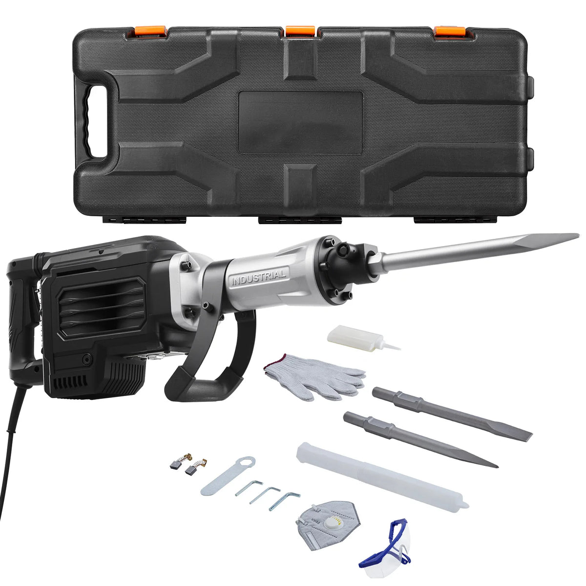 SucceBuy Demolition Jack Hammer 2800 W Powerful Electric Jackhammer 1200 BPM Concrete Breaker with Carrying Case Gloves