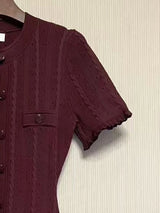 Popular Elegant New Solid Color Round Neck Dress Short Sleeved Long Knitted Dress for Women